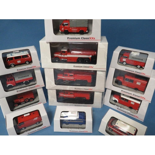 214 - THIRTEEN BOXED PREMIUM CLASSIXS FIRE ENGINES, some limited edition