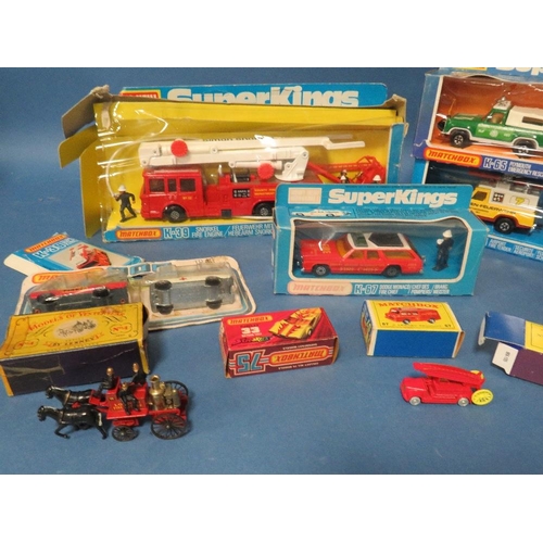 224 - ELEVEN BOXED MATCHBOX VEHICLES, to include Superkings K39 snorkel fire engine, Superkings K75 airpor... 