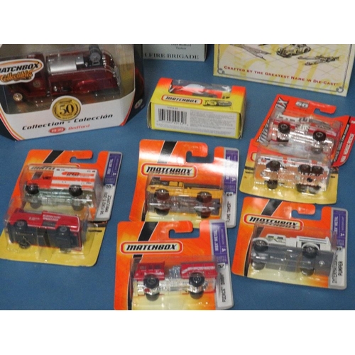 240 - TWELVE BOXED MATCHBOX VEHICLES - MAINLY FIRE ENGINES, plus seven carded Matchbox fire engines