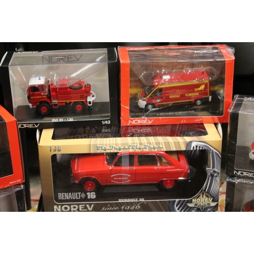 216 - TWO BOXED NOREV1:18 SCALE EMERGENCY SERVICE VEHICLES, to include Renault 16 Pompiers Pont Du Chateau... 