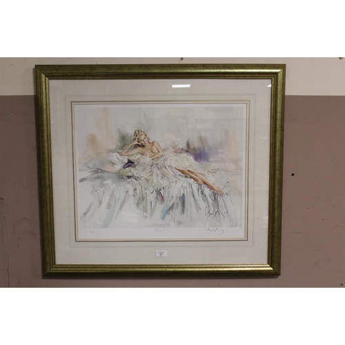 17 - A FRAMED AND GLAZED SIGNED LIMITED EDITION SEMI NUDE PRINT BY GORDON KING