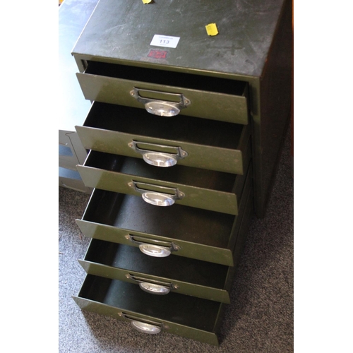 113 - A VETERAN SERIES METAL SIX DRAWER DESK TOP FILING CABINET TOGETHER WITH A METAL 'IN' TRAY (2)