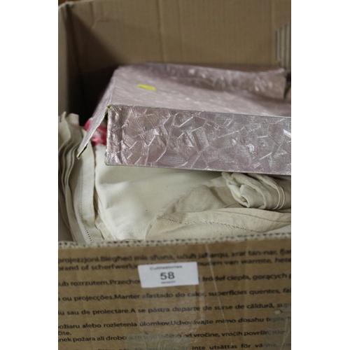 58 - A BOX OF EMBROIDERED TABLECLOTHS ETC