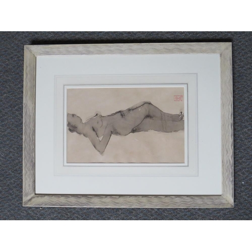 1 - JUPP DERNBACH MAYEN (1908-1990). Naked figurative study, monogram lower right, mixed media on paper,... 