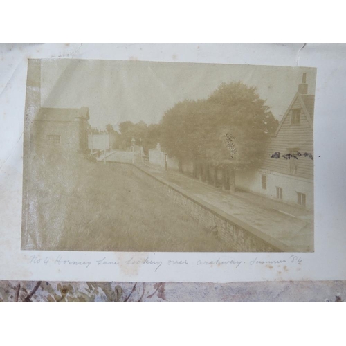 101 - J. MAY. Street scene 'Hornsey Lane Near Archway', together with two sepia newspaper photos signed an... 