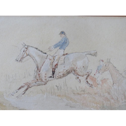 116 - (XIX-XX). A pair of British school hunting scenes, unsigned, watercolours, framed and glazed, 14 x 2... 