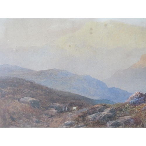 118 - M. FREEMAN KEMPSON. Stormy mountainous landscape with sheep, signed and dated 1871 lower left, water... 