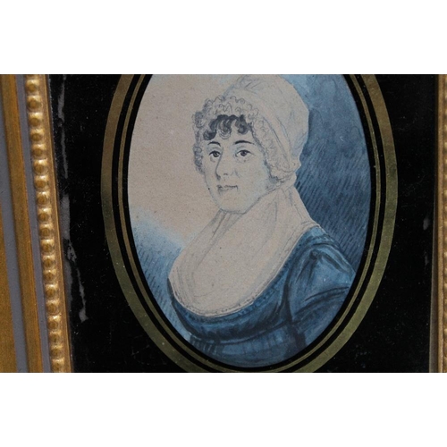 126 - A GILT FRAMED MINIATURE OF A LADY IN A BONNET, H 20 cm