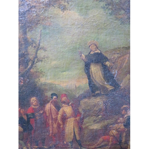 131 - NORTH ITALIAN SCHOOL (XVIII). Saint Dominic preaching and Saint Francis of Assisi preaching, pair of... 