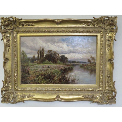 156 - HENRY PARKER (1858-1930). 'Hay Making at Little Marlow', signed lower left, oil on canvas, framed, 2... 