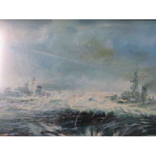 169 - M.H.G. SPURGEON (XX). Study of two battleships in a heavy sea 'Arctic Rendezvous'. signed and inscri... 