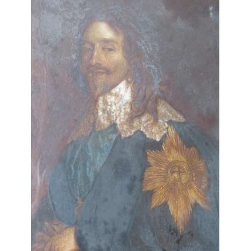 178 - (XIX). Portrait study of King Charles I, unsigned, oil on board, framed and glazed, 27 x 20 cm