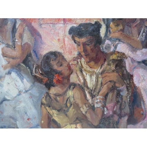 183 - HUM?? VIGNEL. Continental school, study of Flamenco dancers, signed and dated 1943 lower left, oil o... 