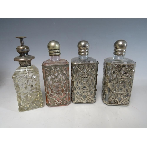 191 - A COLLECTION OF SIXTEEN ASSORTED GLASS PERFUME BOTTLES, ATOMISERS, VANITY JARS ETC.,  to include a s... 