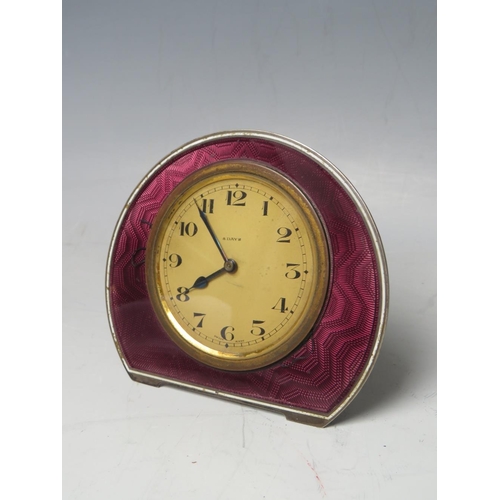 199 - A GUILLOCHE ENAMELLED 8 DAY DESK TIMEPIECE, on easel support