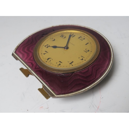 199 - A GUILLOCHE ENAMELLED 8 DAY DESK TIMEPIECE, on easel support