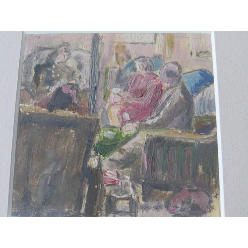 20 - MAURICE FIELD (1905-1988). Three works by the artist, interior scene with figures, unsigned oil on b... 