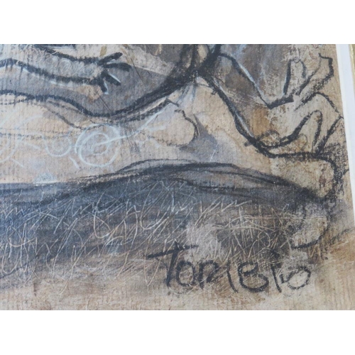 27 - TORIBIO (XX). Continental school, modernist figure study, figure study verso, signed lower right, mi... 