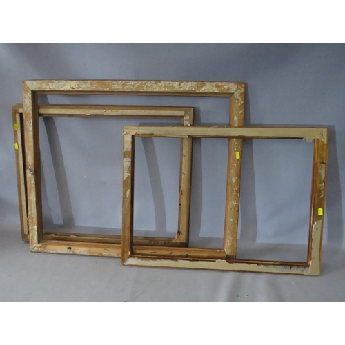 31 - A LATE 19TH / EARLY 20TH CENTURY MAPLE FRAME, frame W 5 cm, rebate 76 x 61 cm, together with two 20t... 