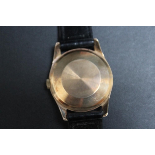 322 - AN OMEGA  9 CARAT GOLD WRIST WATCH, on leather strap, with box and receipt, Dia 3.5 cmCondition Repo... 