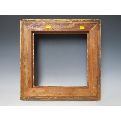 33 - A 19TH CENTURY GOLD ROPE EFFECT FRAME, with decorative gold slip, with restoration, frame W 3.5 cm, ... 