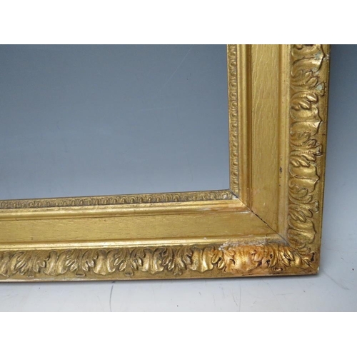 36 - A 19TH CENTURY GOLD WATTS FRAME, with acanthus leaf design to pouter edge - some restorations. frame... 