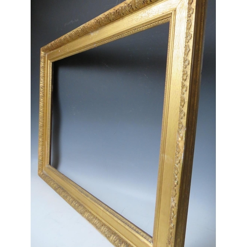 36 - A 19TH CENTURY GOLD WATTS FRAME, with acanthus leaf design to pouter edge - some restorations. frame... 