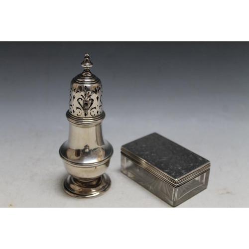 363 - A HALLMARKED SILVER SUGAR CASTOR BY WILLIAM COMYNS & SONS LTD - LONDON 1926, approx weight 110g, H 1... 