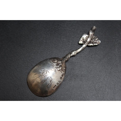 365 - A SCOTTISH SILVER ORNATE HALLMARKED SILVER CADDY SPOON BY MARSHALL & SON, of George Street, Edinburg... 