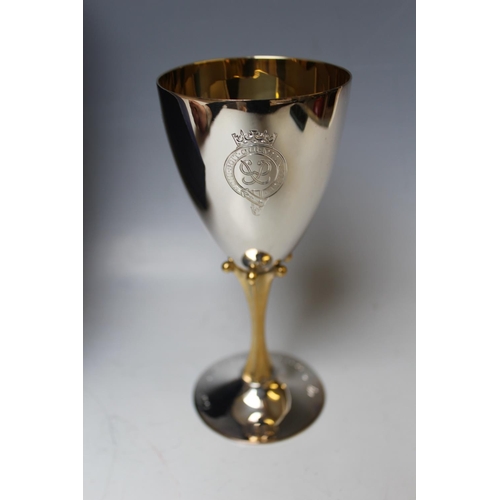 378 - A ELIZABETH II SILVER GOBLET COMMEMORATING THE QUEEN'S SILVER JUBILEE, maker Mappin & Webb, Sheffiel... 