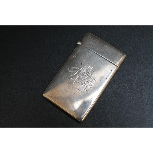 382 - A HALLMARKED SILVER CARD CASE - CHESTER 1921, H 8.5 cm