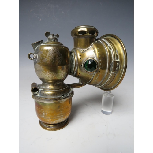 403 - A BRASS CASED JOSEPH LUCAS LUSTRA No.256 CARBIDE CYCLE LAMP