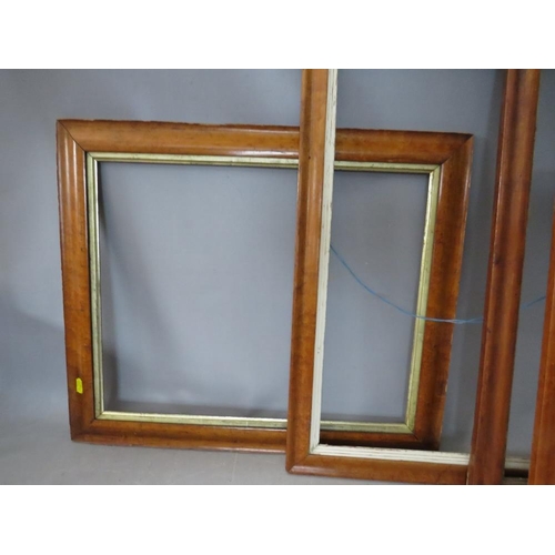 41 - FOUR 19TH CENTURY MAPLE FRAMES WITH SLIPS, average frame W 3.5 cm, smallest rebate 53 x 43 cm, large... 