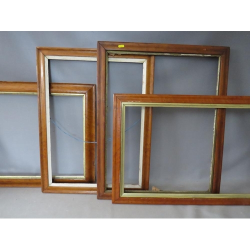 41 - FOUR 19TH CENTURY MAPLE FRAMES WITH SLIPS, average frame W 3.5 cm, smallest rebate 53 x 43 cm, large... 