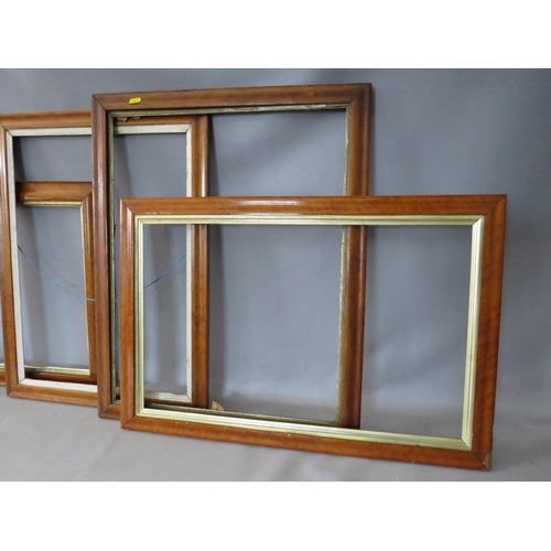 41 - FOUR 19TH CENTURY MAPLE FRAMES WITH SLIPS, average frame W 3.5 cm, smallest rebate 53 x 43 cm, large... 