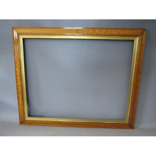 43 - THREE 19TH CENTURY MAPLE FRAMES WITH SLIPS, average frame W 4.5 cm, smallest rebate 69 x 44 cm, larg... 