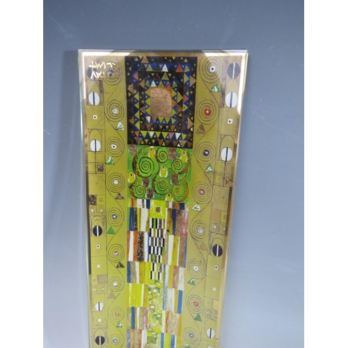 433 - A GOEBEL ARTIS ORBIS GUSTAV KLIMT DESIGN ART GLASS VASE, H 25.5 cm, together with a rectangular glas... 