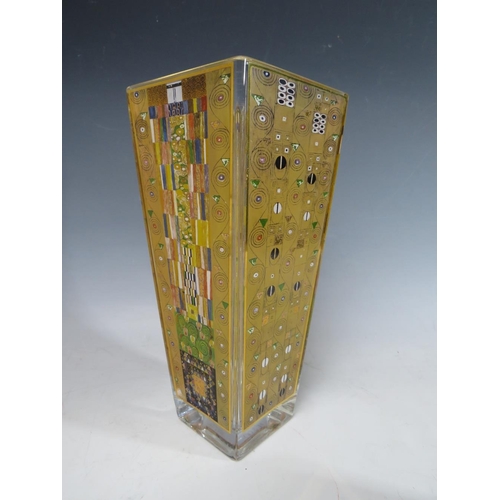 433 - A GOEBEL ARTIS ORBIS GUSTAV KLIMT DESIGN ART GLASS VASE, H 25.5 cm, together with a rectangular glas... 