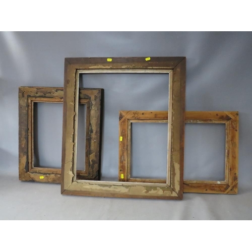 44 - THREE 19TH CENTURY ROSEWOOD FRAMES WITH SLIPS, average frame W 6.5 cm, smallest rebate 43 x 36 cm, l... 