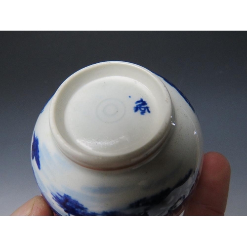 442 - A SELECTION OF 18TH CENTURY AND LATER BLUE AND WHITE PORCELAIN, to include six tea bowls and five sa... 