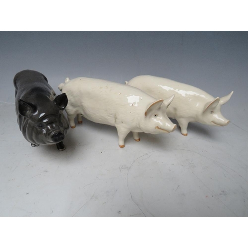 449 - TWO BESWICK PIGS TOGETHER WITH A ROYAL DOULTON PIG (3)