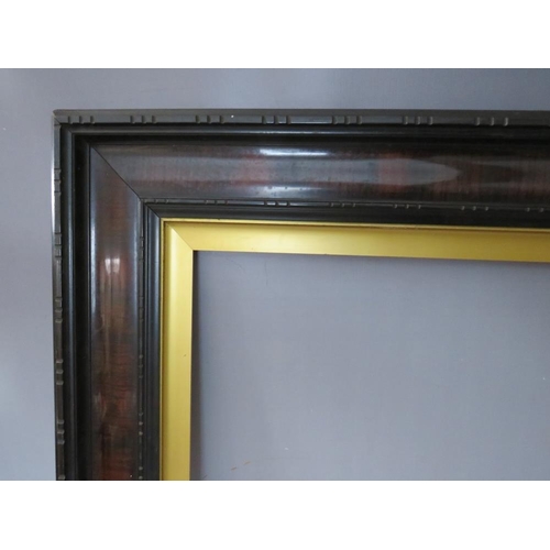 46 - A 19TH CENTURY EBONISED DUTCH FRAME WITH GOLD SLIP, frame W 11 cm, slip rebate 59 x 46 cm, frame reb... 