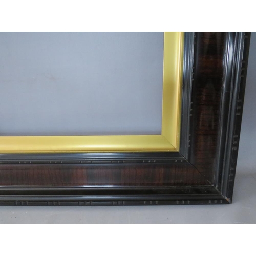 46 - A 19TH CENTURY EBONISED DUTCH FRAME WITH GOLD SLIP, frame W 11 cm, slip rebate 59 x 46 cm, frame reb... 