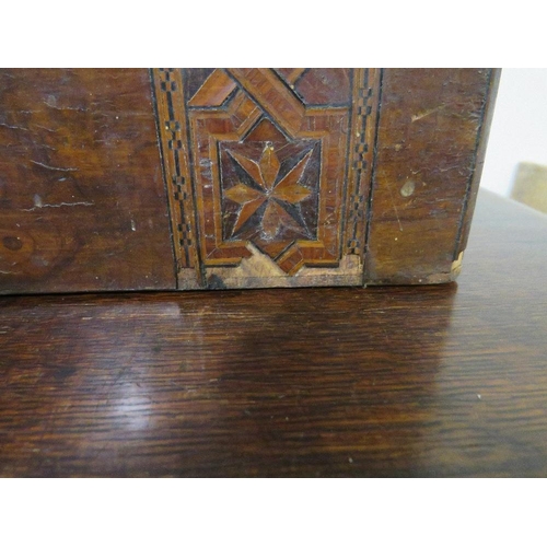 478 - A VICTORIAN WALNUT AND INLAID WRITING SLOPE, with a fitted interior, W 30.5 cm, together with a carv... 