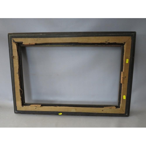 48 - A 19TH CENTURY EBONISED DUTCH FRAME WITH TORTOISESHELL EFFECT TO INNER, frame W 8 cm, rebate 66 x 42... 