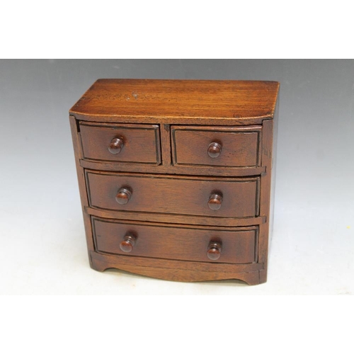 480 - A MAHOGANY MINIATURE CHEST OF DRAWS, H 20.5 cm