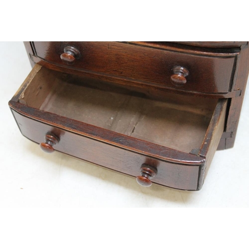 480 - A MAHOGANY MINIATURE CHEST OF DRAWS, H 20.5 cm