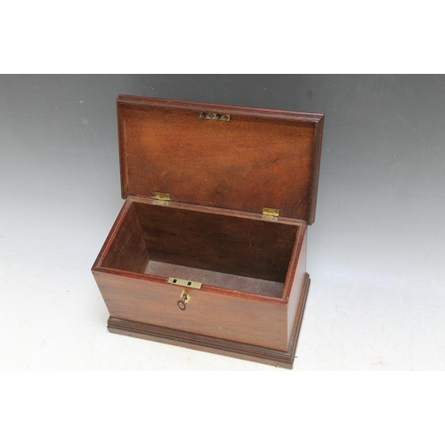 486 - A SMALL TREEN LOCKABLE BOX, W 25 cm