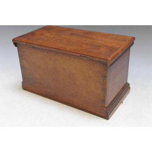 486 - A SMALL TREEN LOCKABLE BOX, W 25 cm