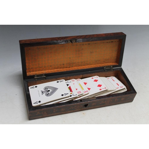 490 - A TUNBRIDGEWARE CRIBBAGE BOX, W 25 cm